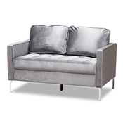 Baxton Studio Clara Modern and Contemporary Grey Velvet Fabric Upholstered 2-Seater Loveseat